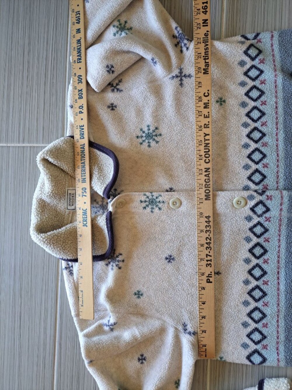 Jennifer Moore Snowflake Tree Fleece Button Up Jacket Medium Embroidered 3D - Picture 9 of 11